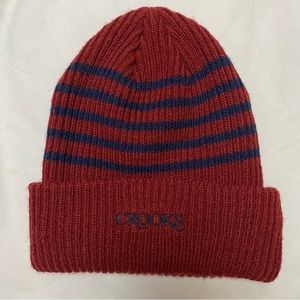 Crooks & Castles - OS - red & blue knit hat beanie - minimal logo